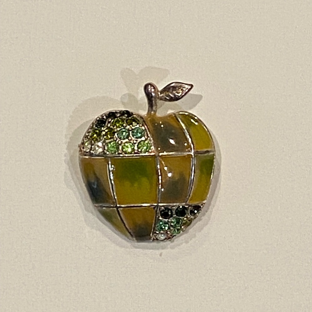 Vintage green apple brooch